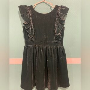 Charming Green Velvet Kids Dress